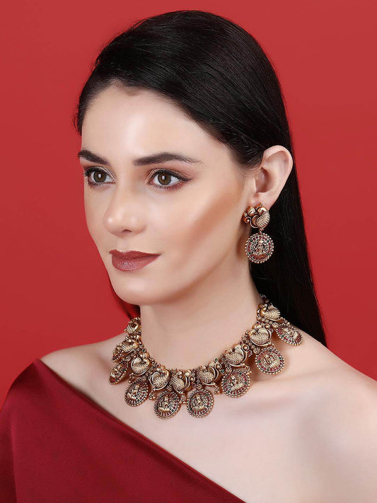 Bold Brown Kundan Necklace Set - Auraa Trends