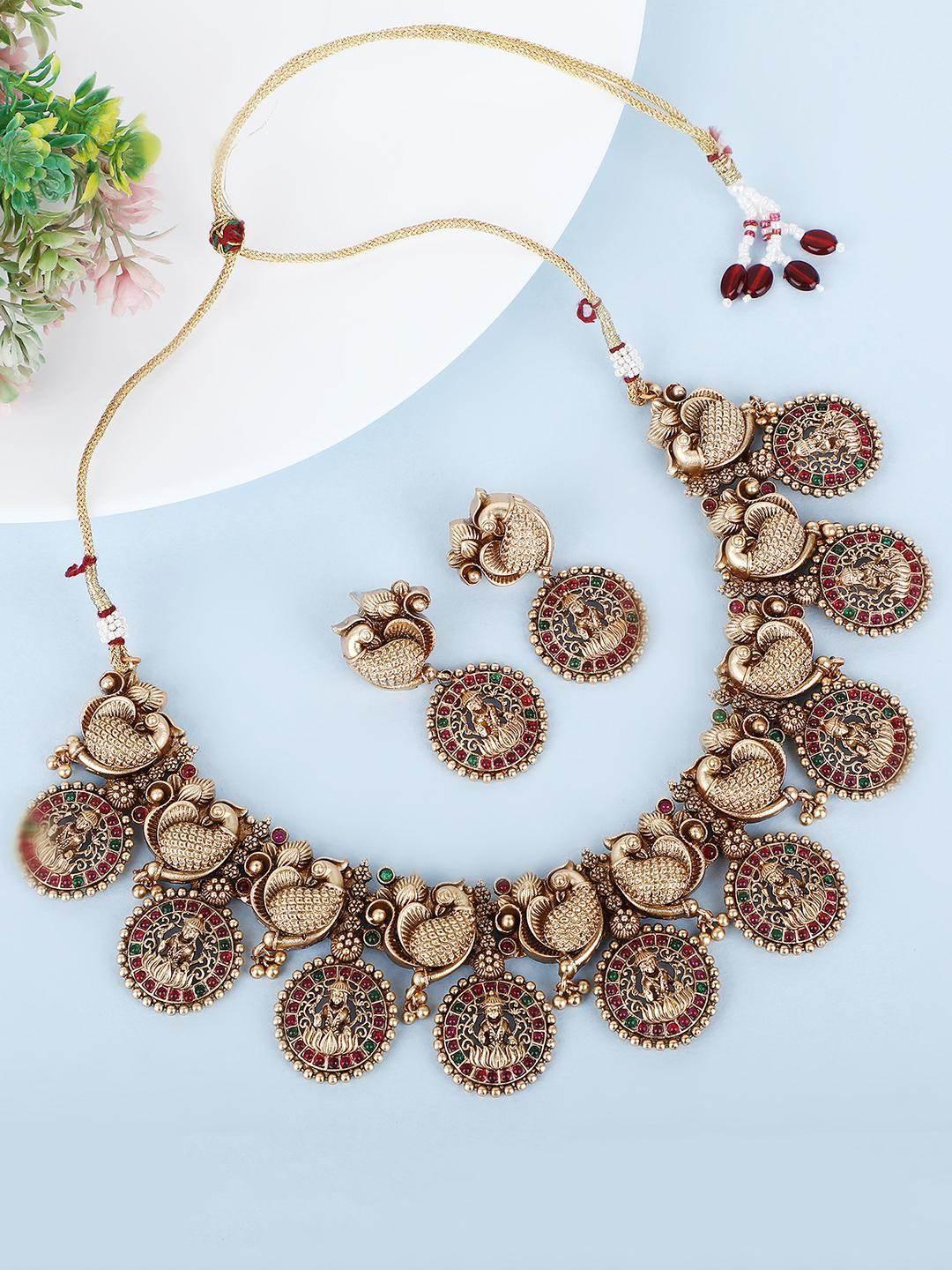 Bold Brown Kundan Necklace Set - Auraa Trends