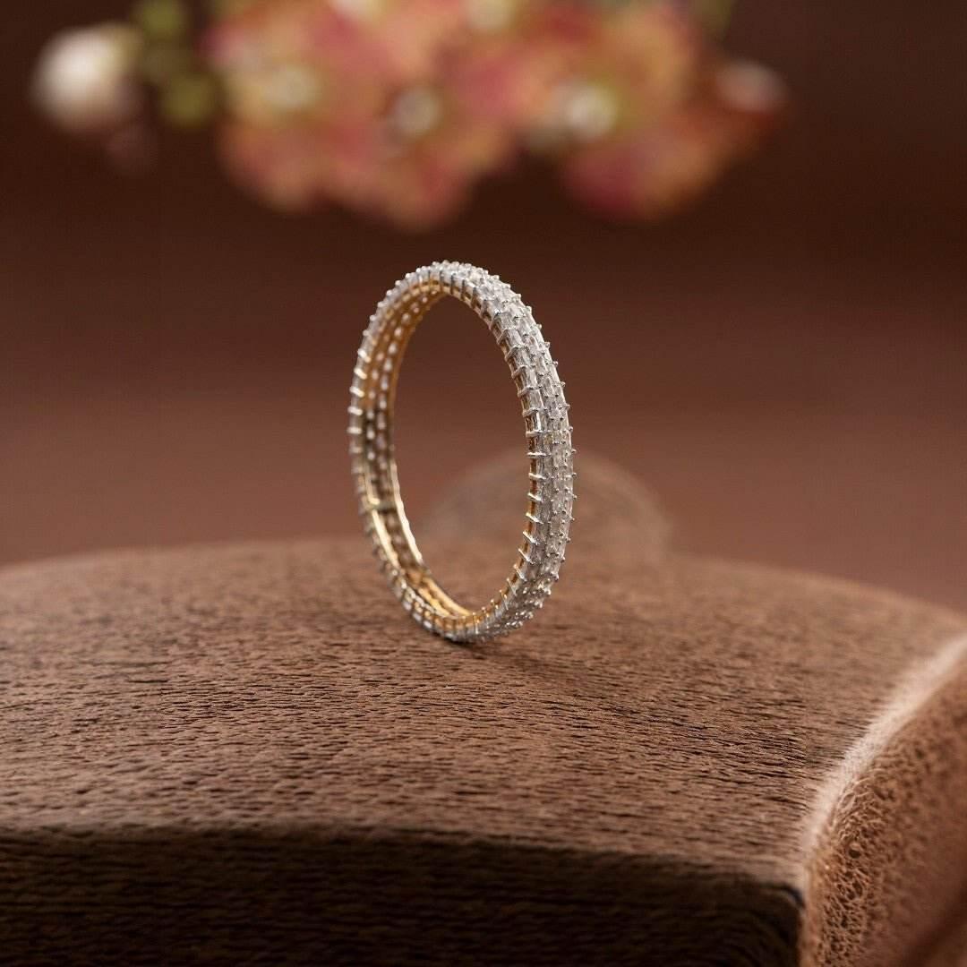 Bold Square-Cut American Diamond Bangles – Luxe Modern Pair - Auraa Trends