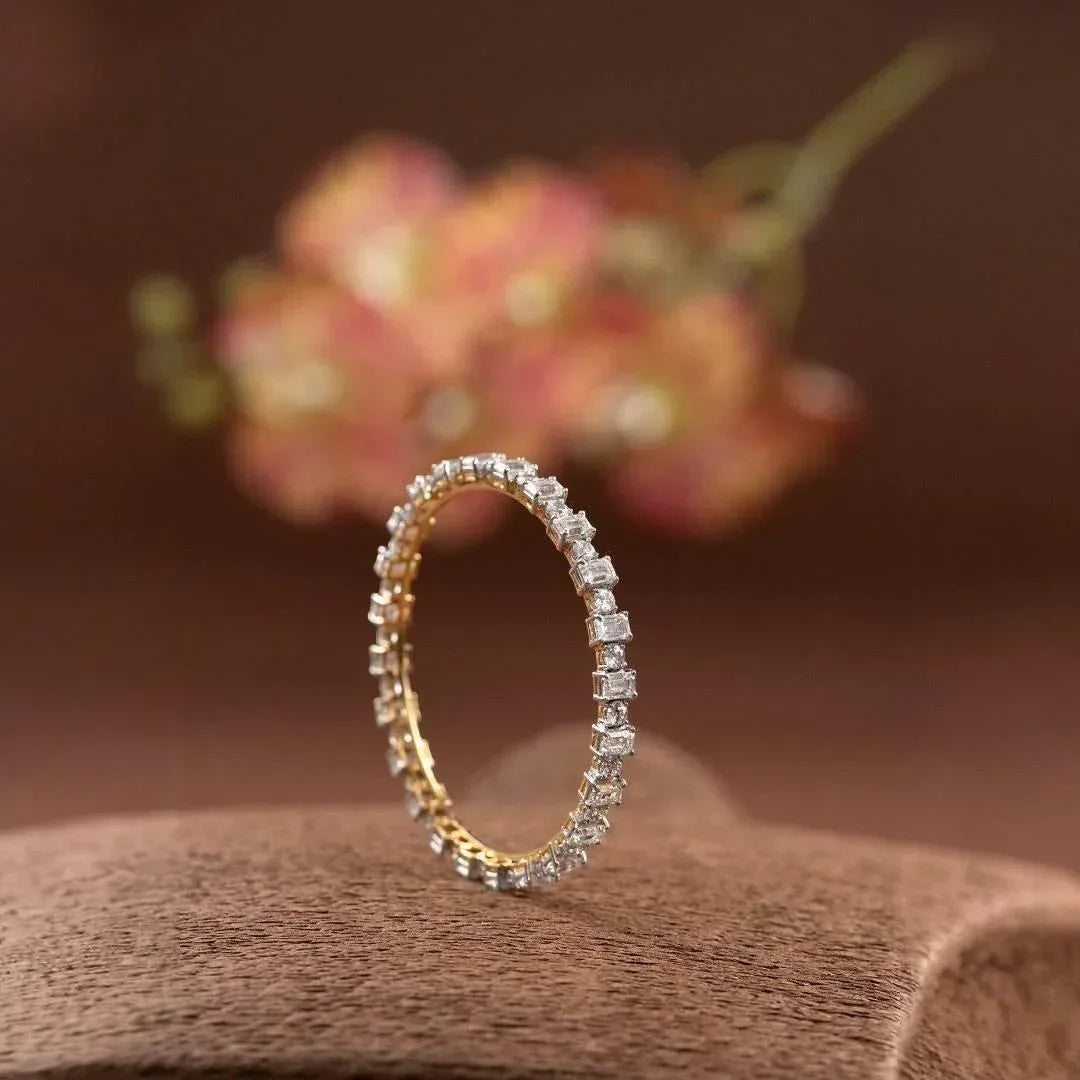 Bold Square-Cut American Diamond Bangles – Luxe Modern Pair - Auraa Trends