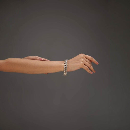 Bold Square-Cut American Diamond Bangles – Luxe Modern Pair - Auraa Trends