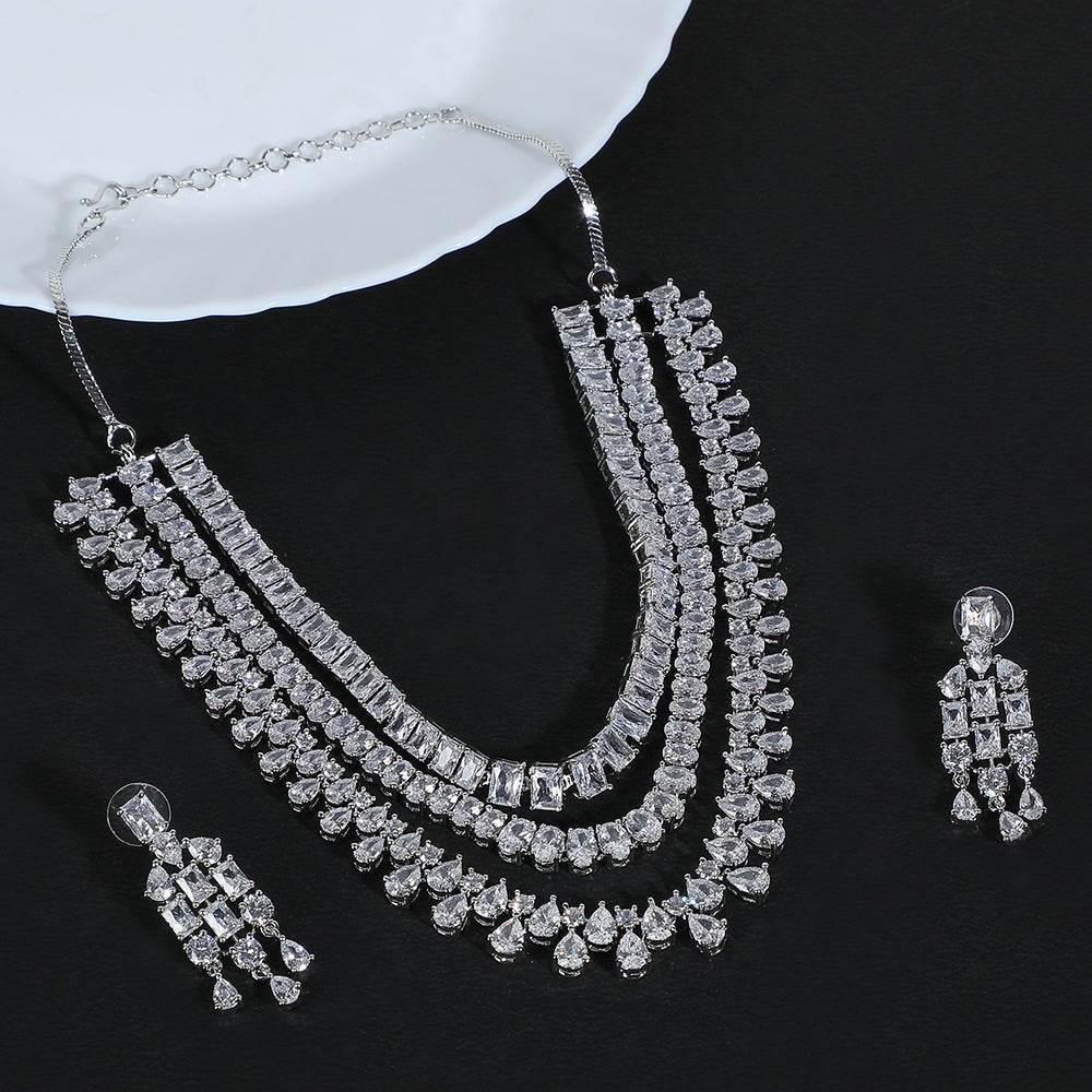 bridal diamond necklace set - Auraa Trends