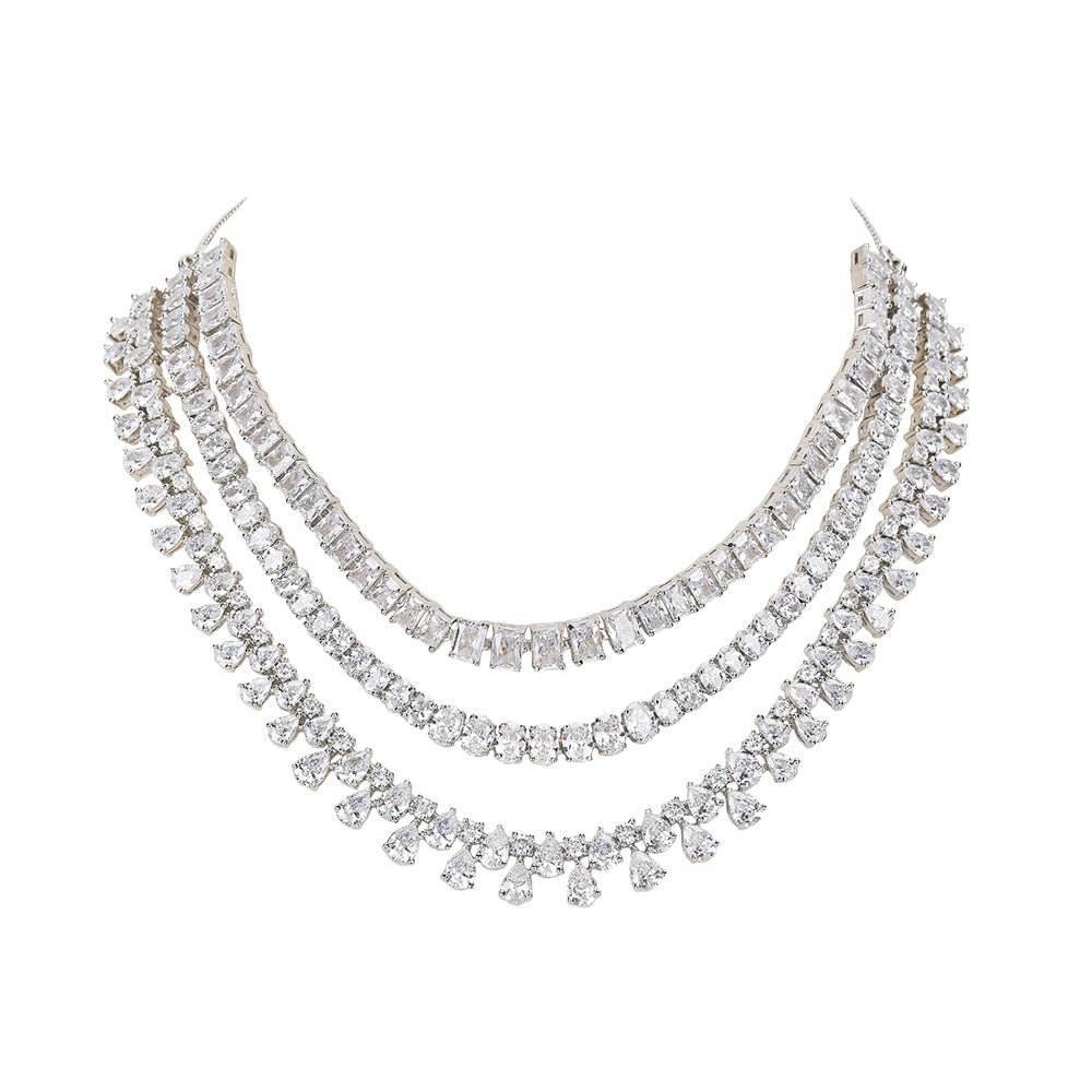 bridal diamond necklace set - Auraa Trends
