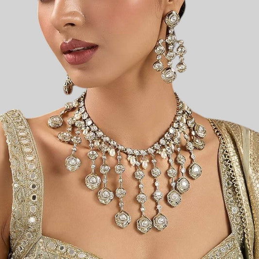 Bridal Kundan Gold-Plated Necklace Set with Earrings for Women - Auraa Trends