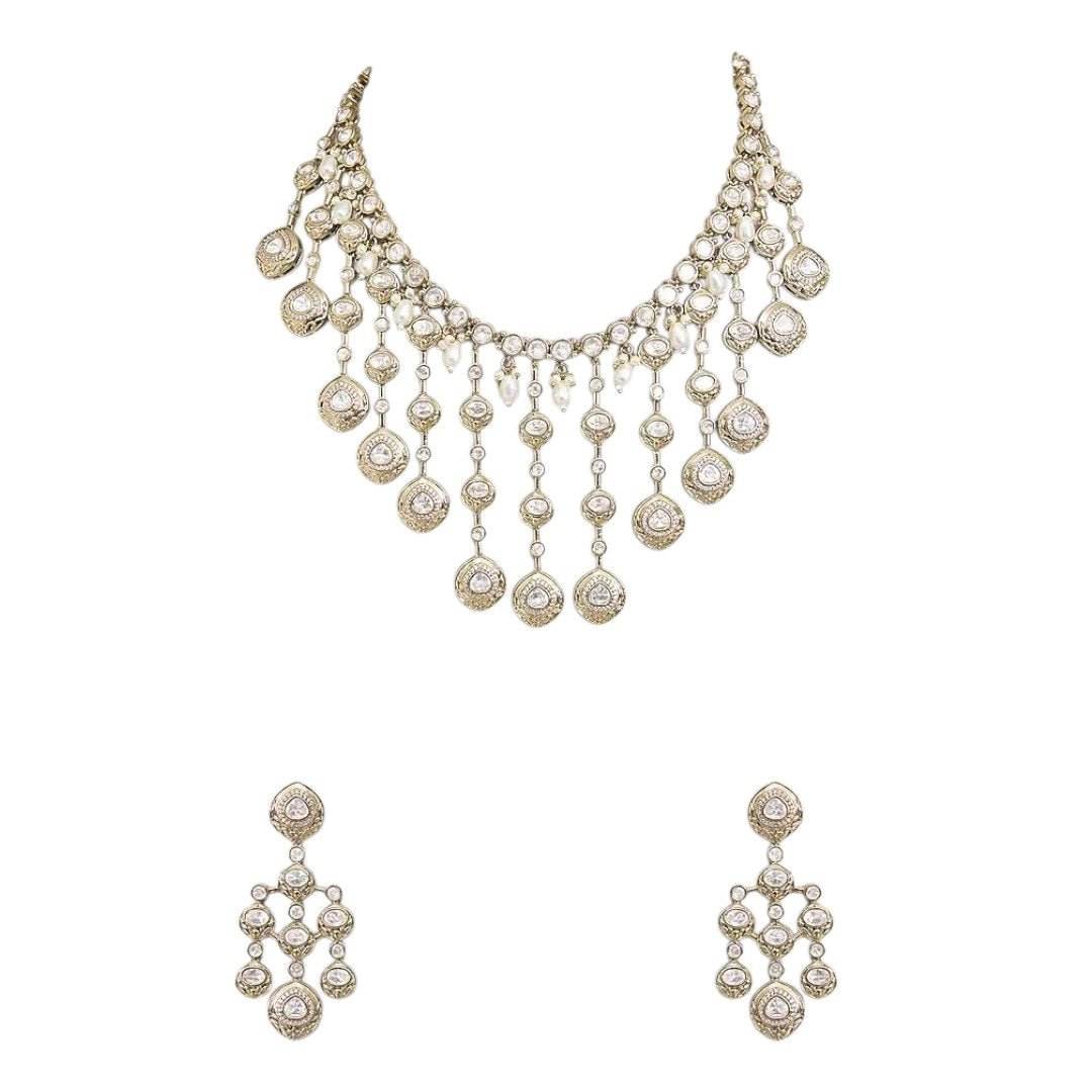 Bridal Kundan Gold-Plated Necklace Set with Earrings for Women - Auraa Trends