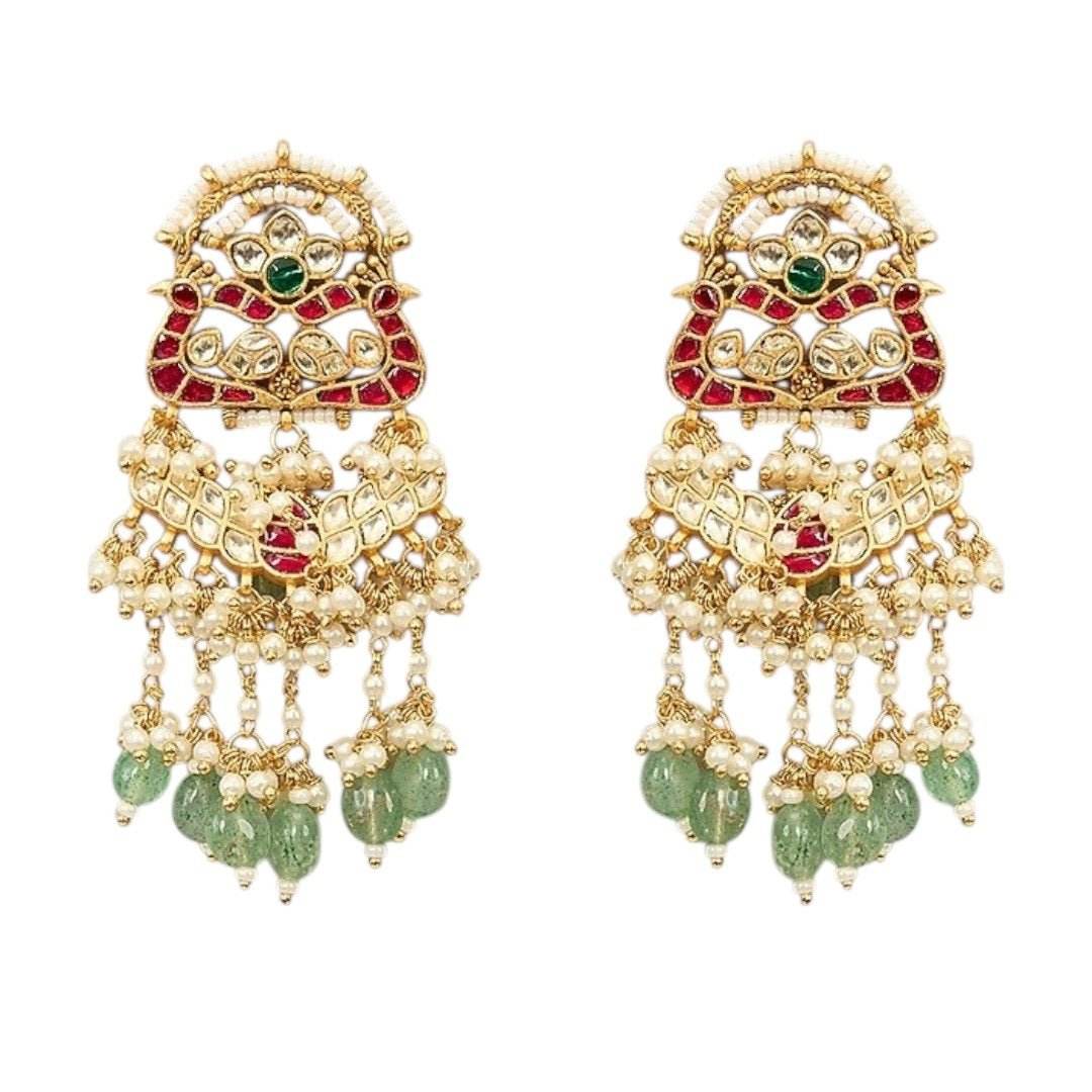 Bridal Kundan Polki Choker Necklace Set with Maang Tikka & Earrings - Auraa Trends