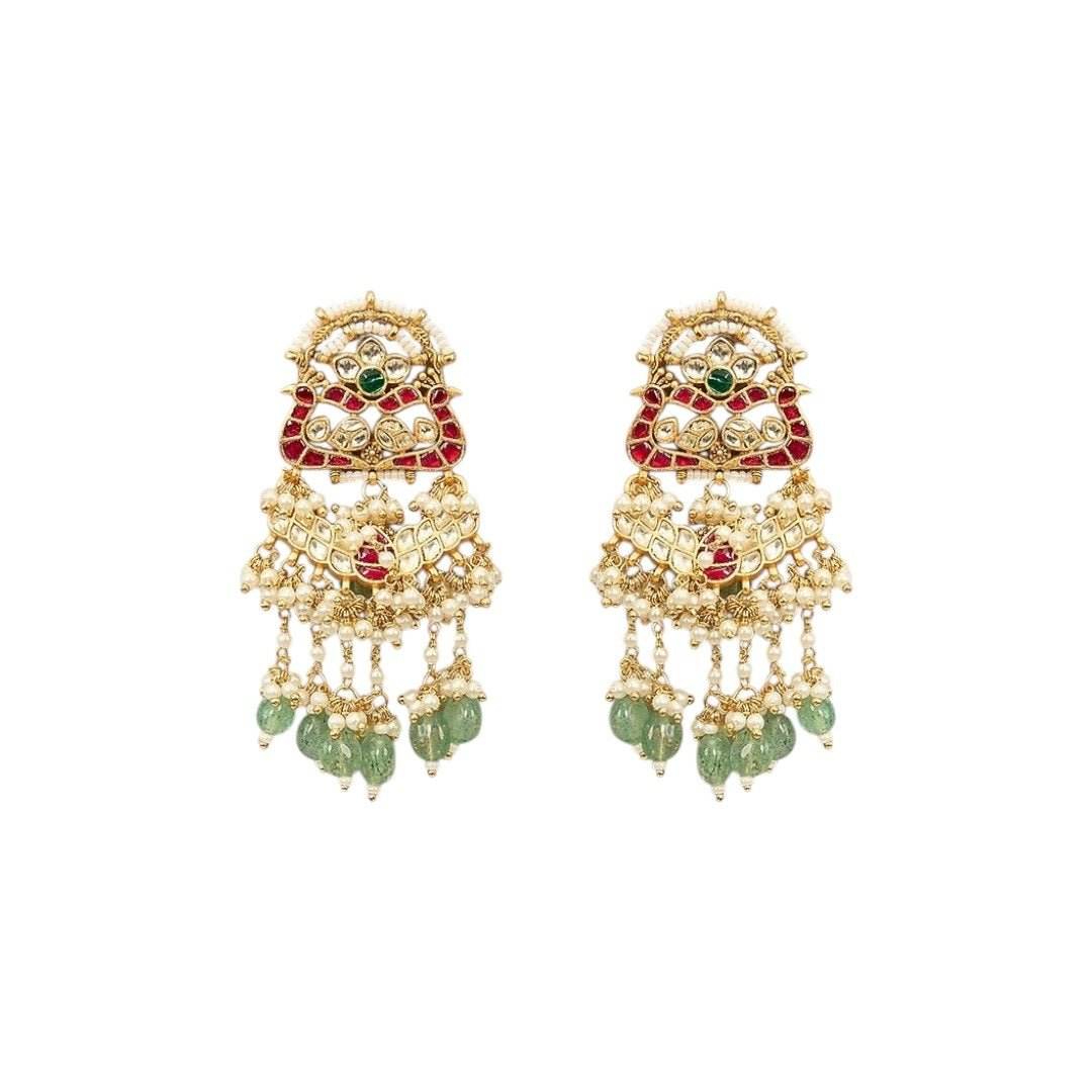 Bridal Kundan Polki Choker Necklace Set with Maang Tikka & Earrings - Auraa Trends