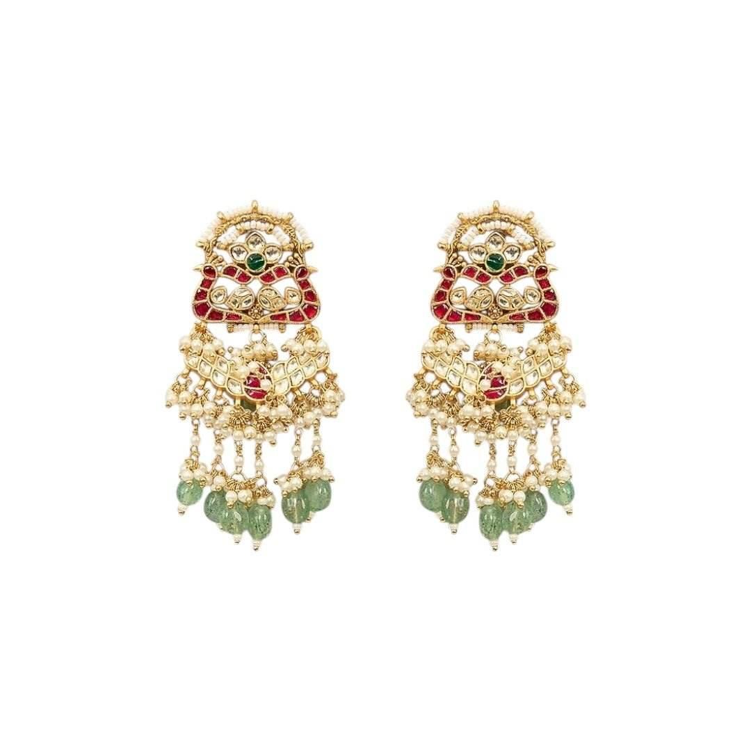 Bridal Kundan Polki Choker Necklace Set with Maang Tikka & Earrings - Auraa Trends