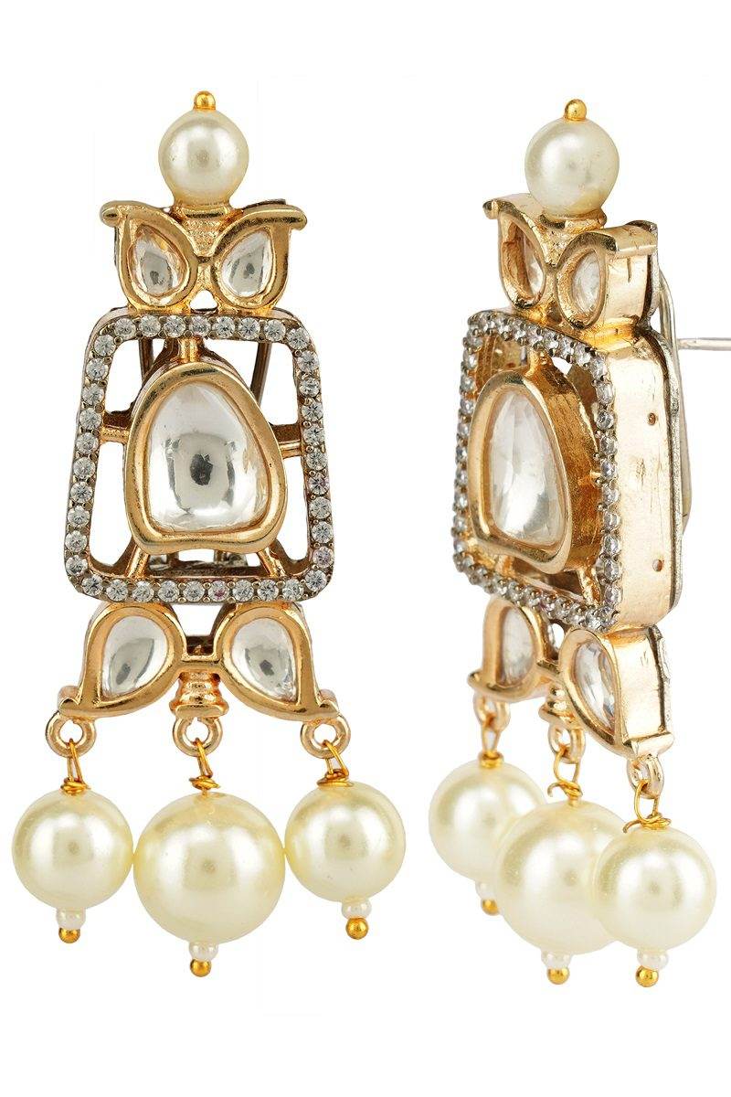 Brilliant Gold Plated Bead & Kundan Polki Necklace Set - Auraa Trends