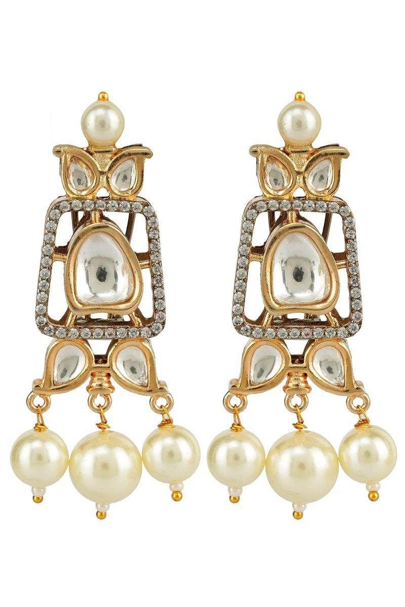 Brilliant Gold Plated Bead & Kundan Polki Necklace Set - Auraa Trends