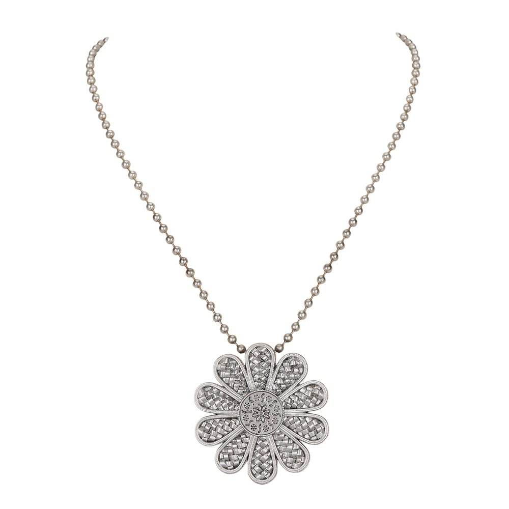 Buy Aviana Beautiful Silver-Tone Floral Pendant Women's Necklace - Auraa Trends