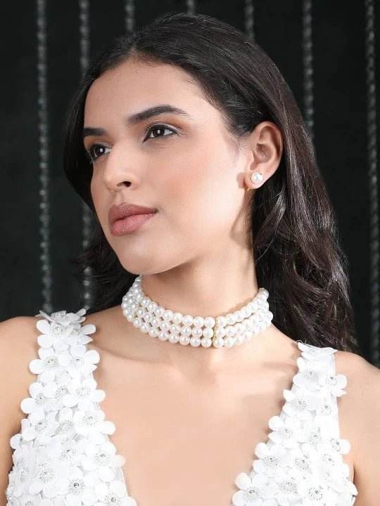 Buy Aviana Gold-Plated Antique Pearl Necklace Set - Auraa Trends