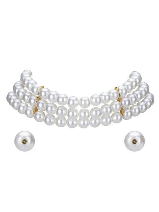 Buy Aviana Gold-Plated Antique Pearl Necklace Set - Auraa Trends