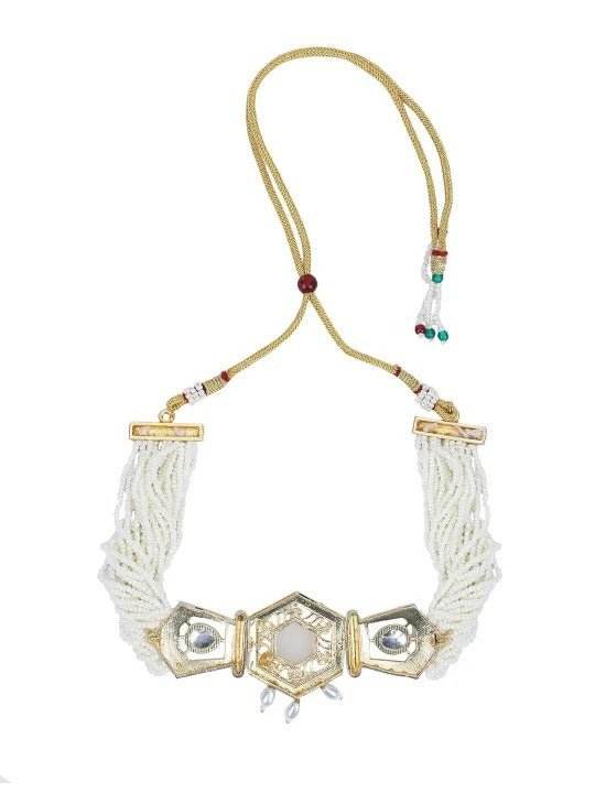 Buy Aviana Gold-Plated Kundan Choker Necklace Set with White Pearls - Auraa Trends
