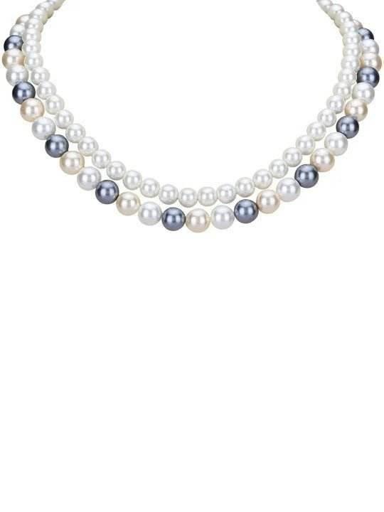 Buy Aviana Gold-Plated Multicolor Pearl Layered Jewellery Set - Auraa Trends