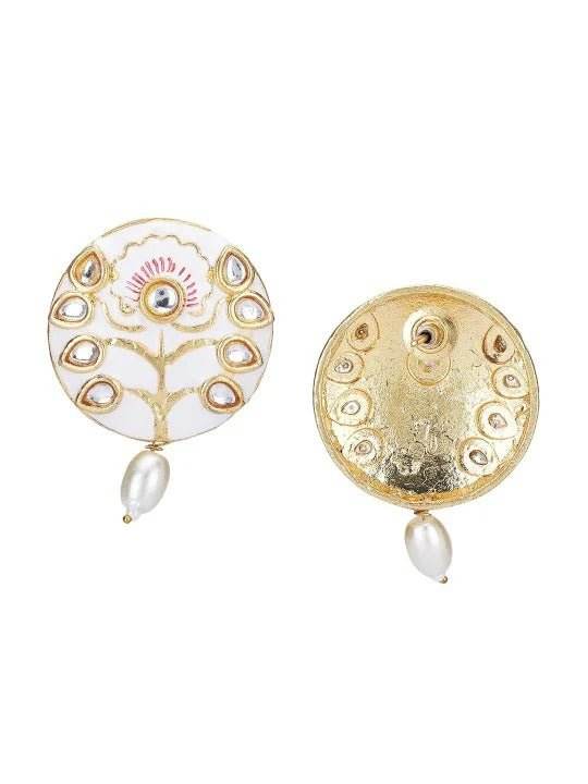 Buy Aviana Gold-Plated White Kundan & Pearl Choker Necklace Set - Auraa Trends