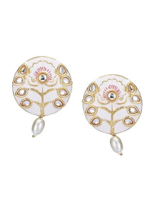 Buy Aviana Gold-Plated White Kundan & Pearl Choker Necklace Set - Auraa Trends