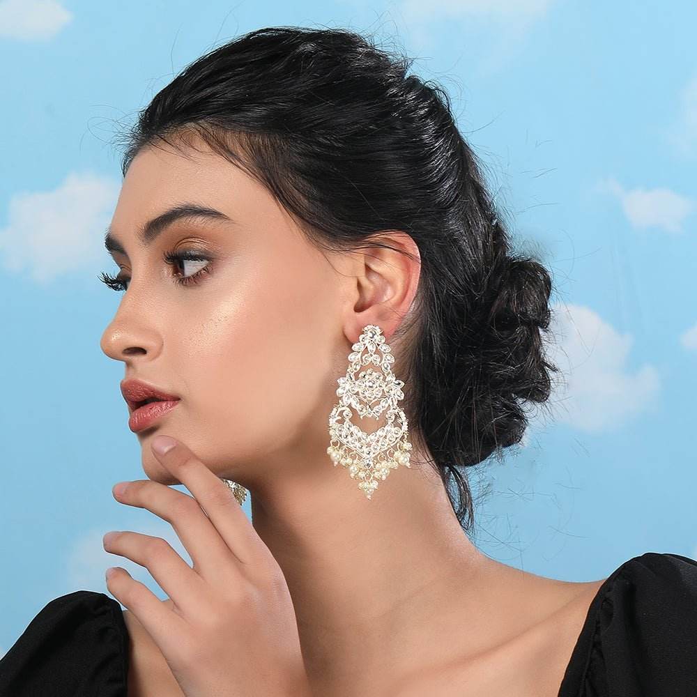 Buy Aviana Mirror Work Hoop Earrings with Gold Bead Embellishments - Auraa Trends