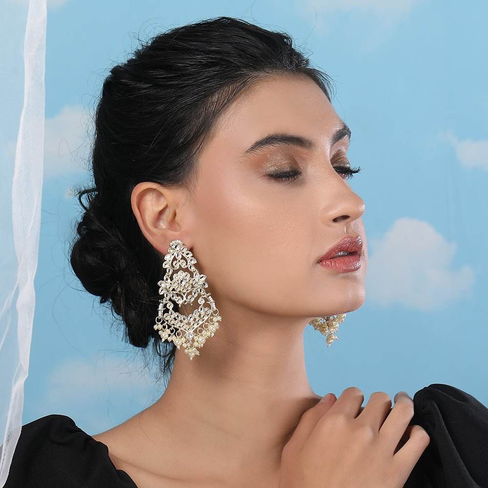 Buy Aviana Mirror Work Hoop Earrings with Gold Bead Embellishments - Auraa Trends