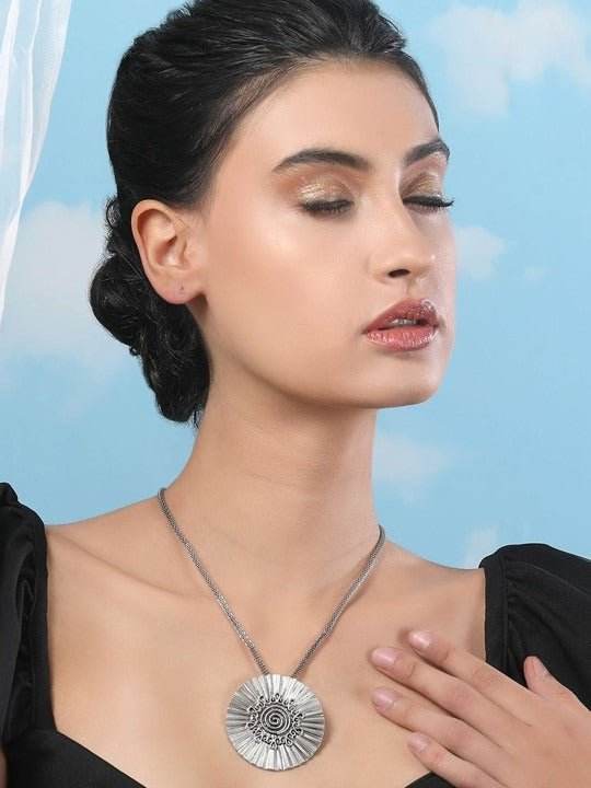 Buy Aviana Silver-Plated Circular Pendants With Chains - Auraa Trends