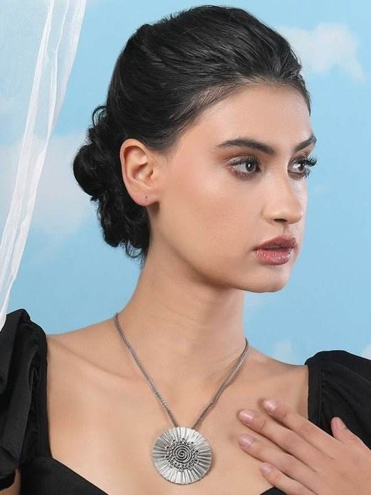 Buy Aviana Silver-Plated Circular Pendants With Chains - Auraa Trends