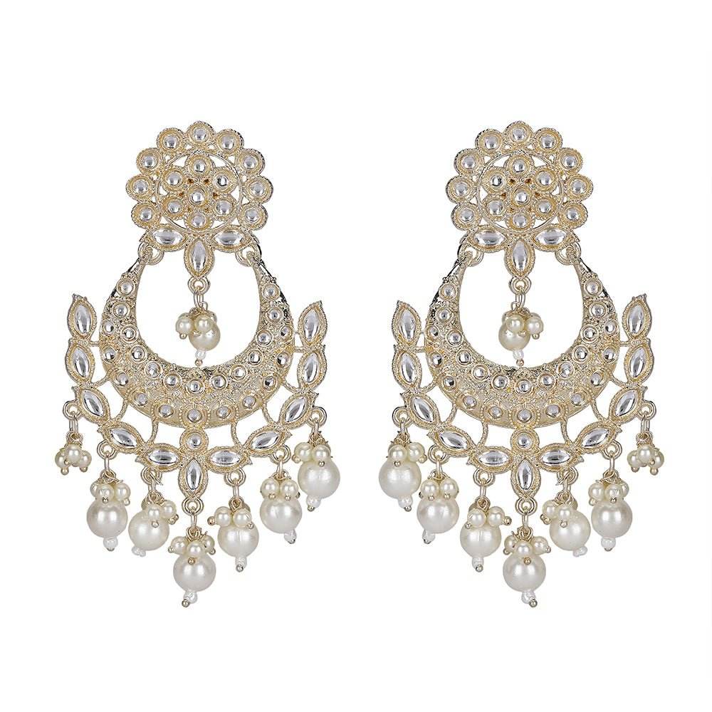 Buy Aviana Traditional Kundan Chandbali Drop Earrings - Auraa Trends