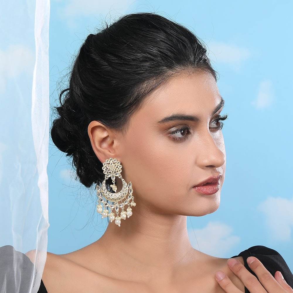 Buy Aviana Traditional Kundan Chandbali Drop Earrings - Auraa Trends