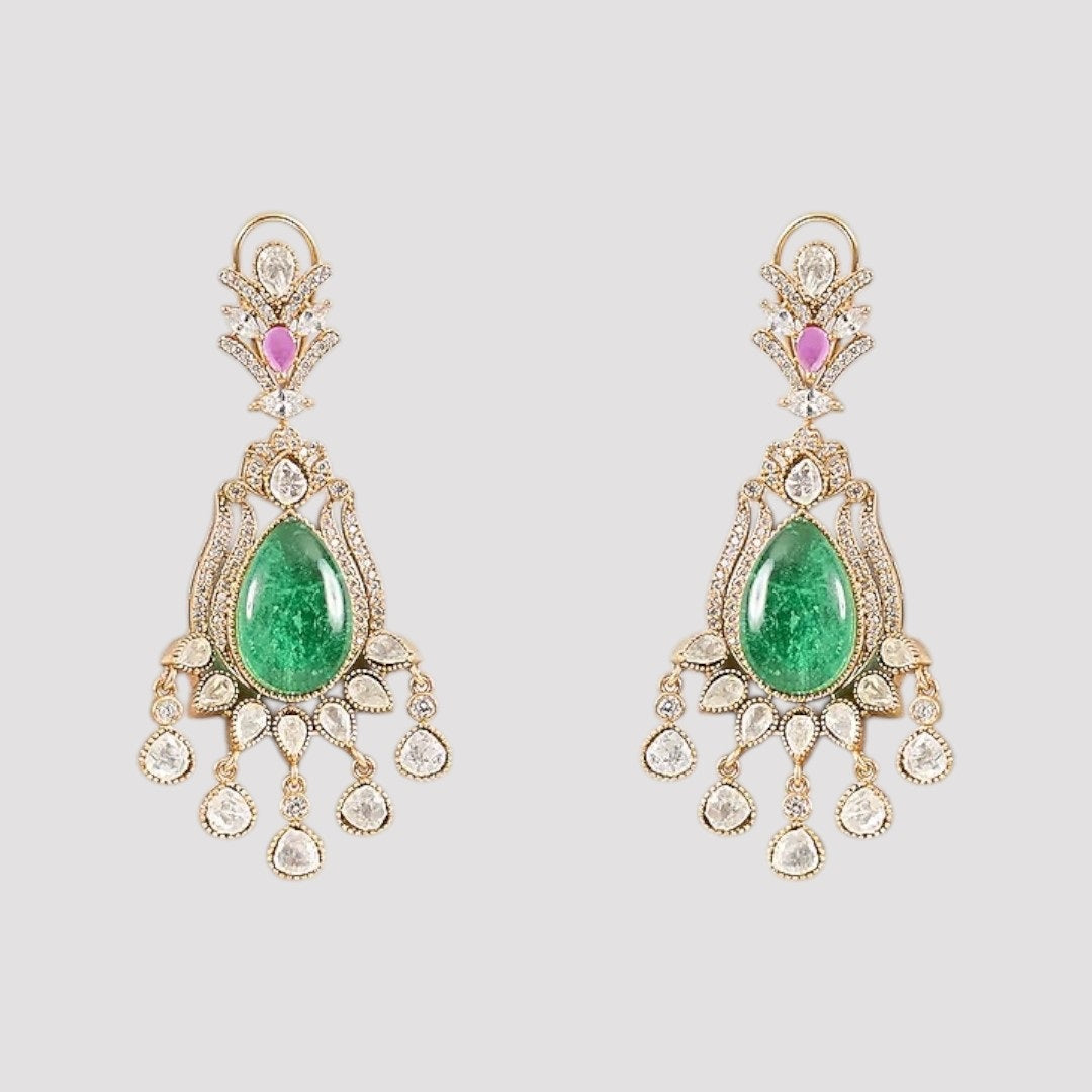 Gold-Plated Ruby & Emerald Choker Necklace Set with Kundan Stones for Women