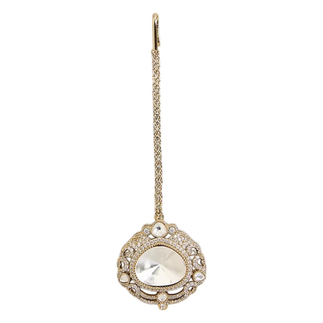 Kundan Polki Round Pendant Maang Tikka