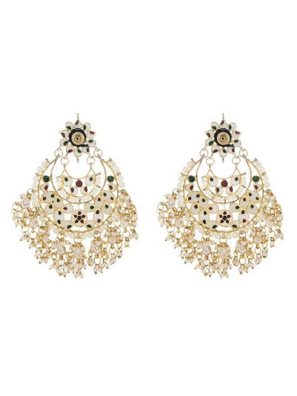 Chandbaali Earrings with Multi-Color Stones - Auraa Trends