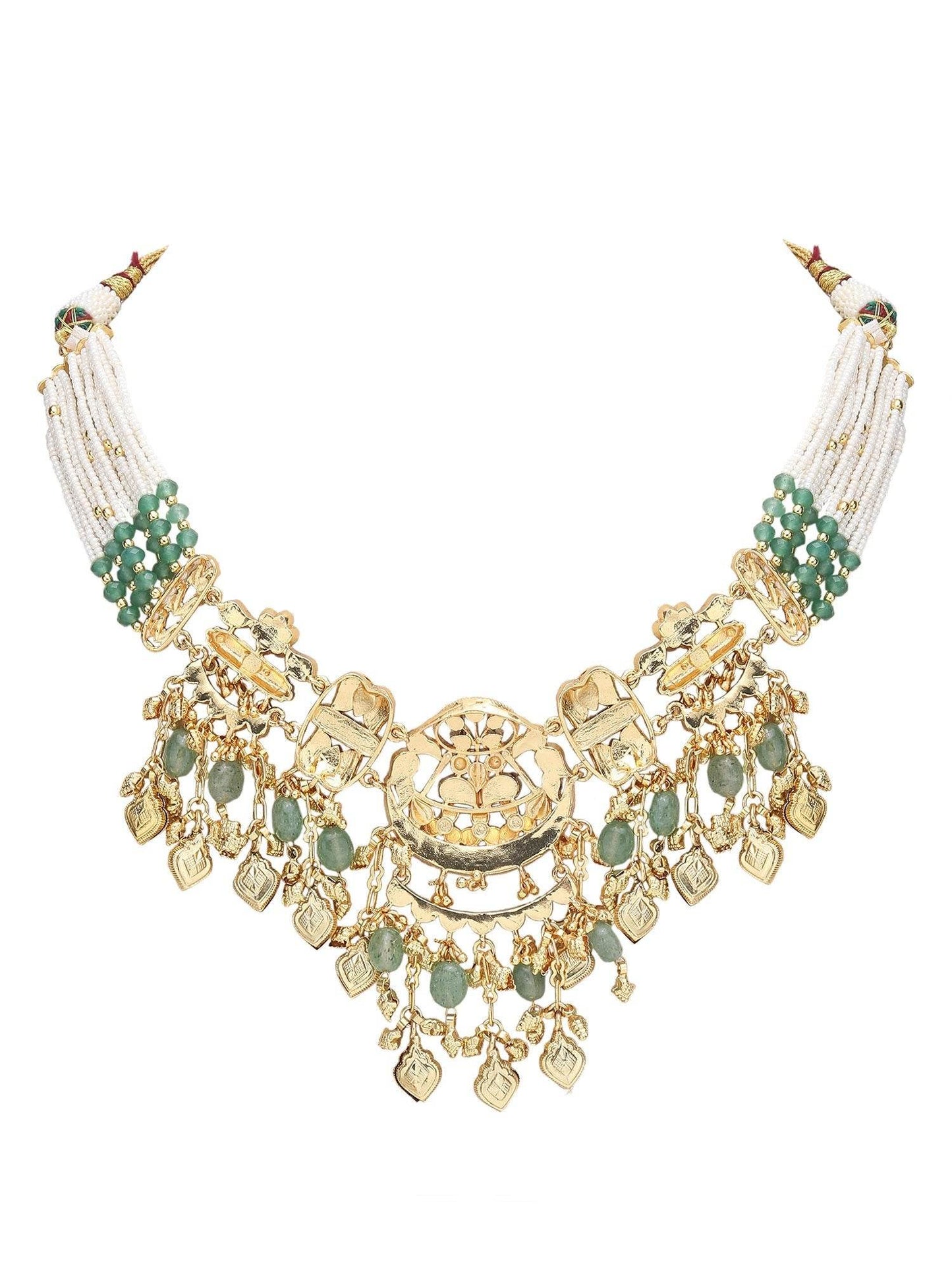Chic Green Crystal Choker Necklace Set for Women - Auraa Trends