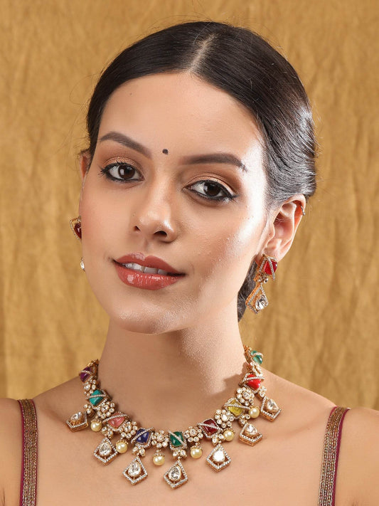 Chic Green Geometric Necklace & Earrings Set - Auraa Trends
