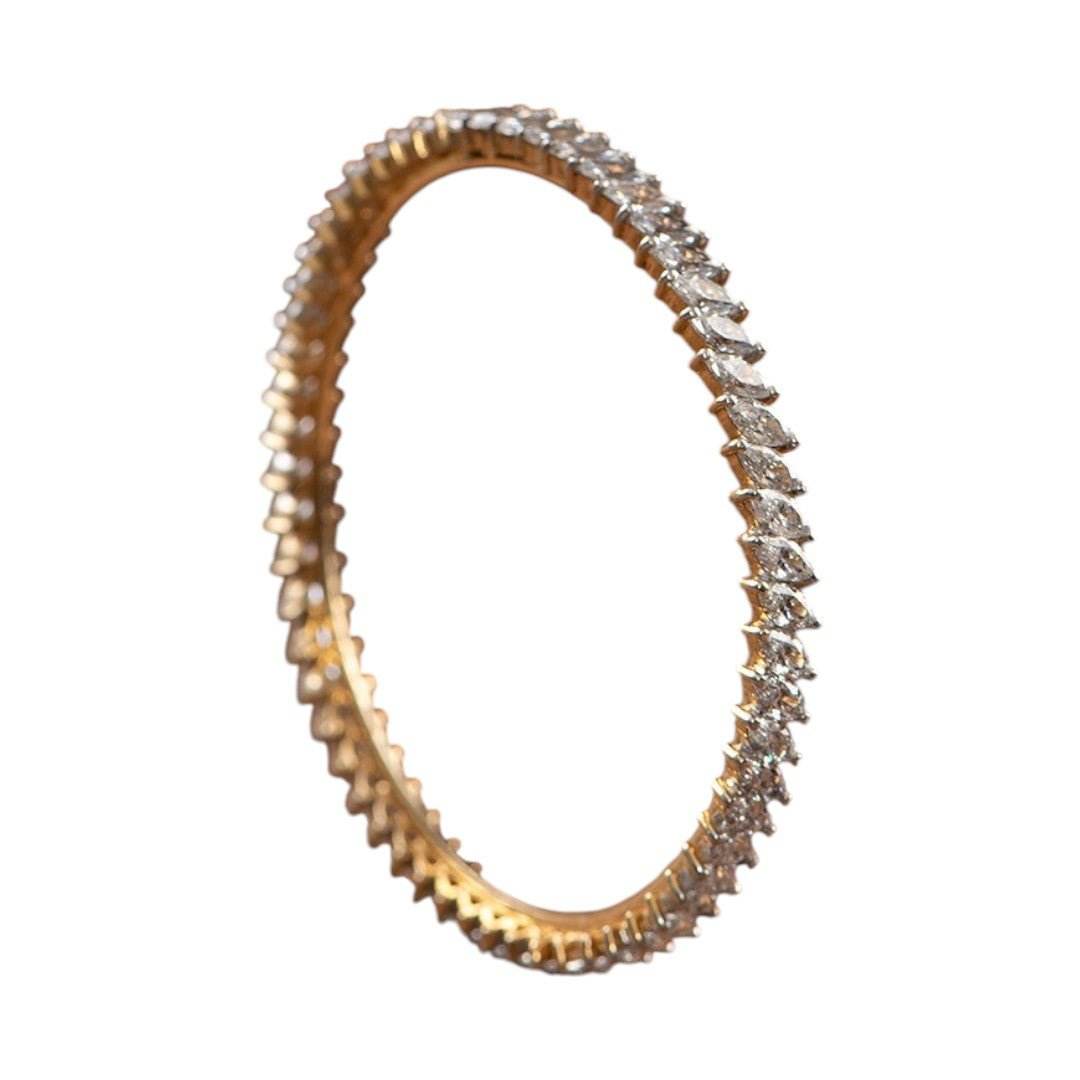 Chic Silver-Finish American Diamond Bangles – Sleek Statement Set - Auraa Trends