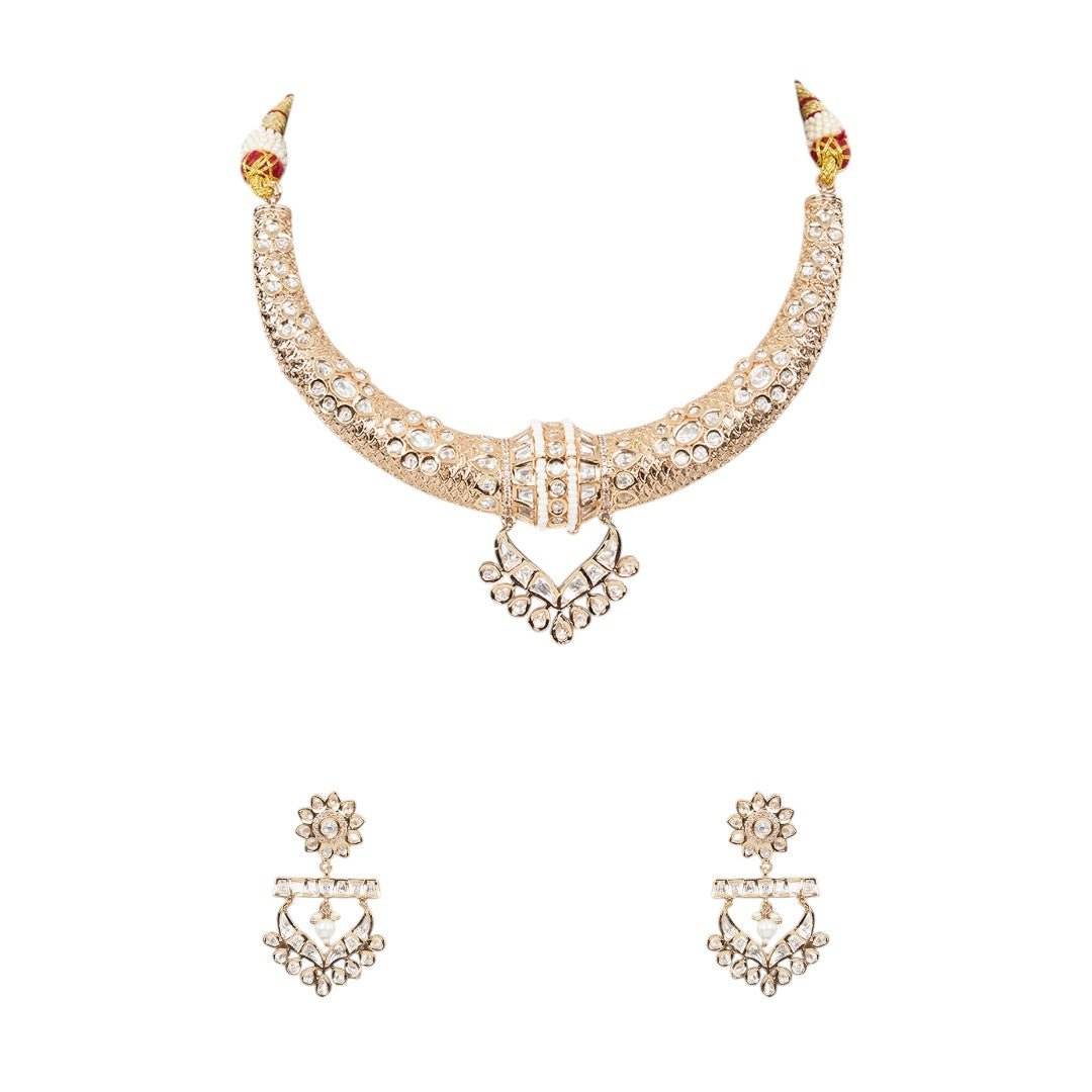 Choker Gold Necklace Set with Decorations - Auraa Trends