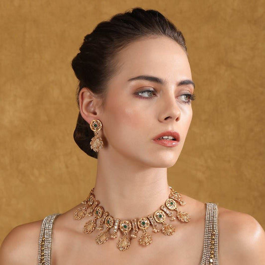 Choker Necklace Set with earrings set - Auraa Trends