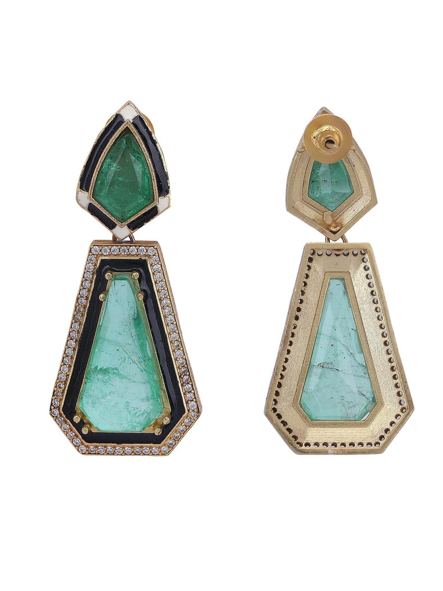 Classic Green Polki Earrings - Auraa Trends
