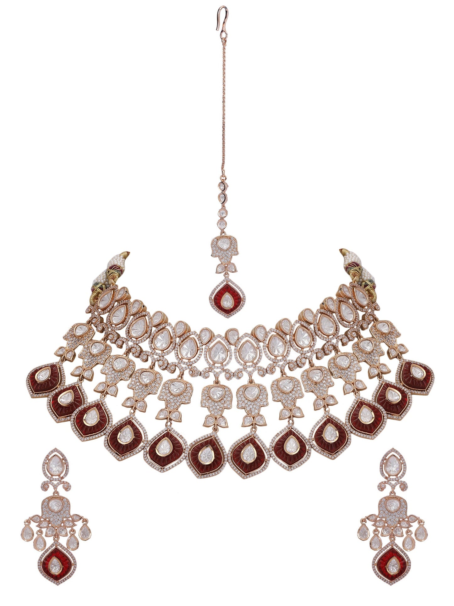 Classic Polki Chic Necklace Set - Auraa Trends - Necklace Set - # - Auraa Trends - Classic Polki Chic Necklace Set
