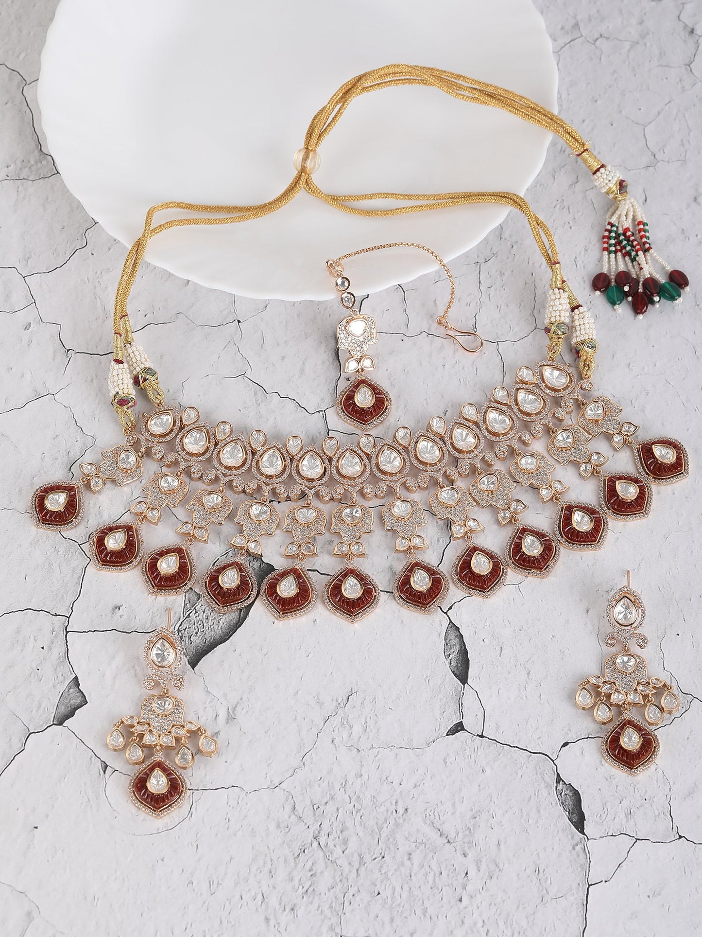 Classic Polki Chic Necklace Set - Auraa Trends - Necklace Set - # - Auraa Trends - Classic Polki Chic Necklace Set