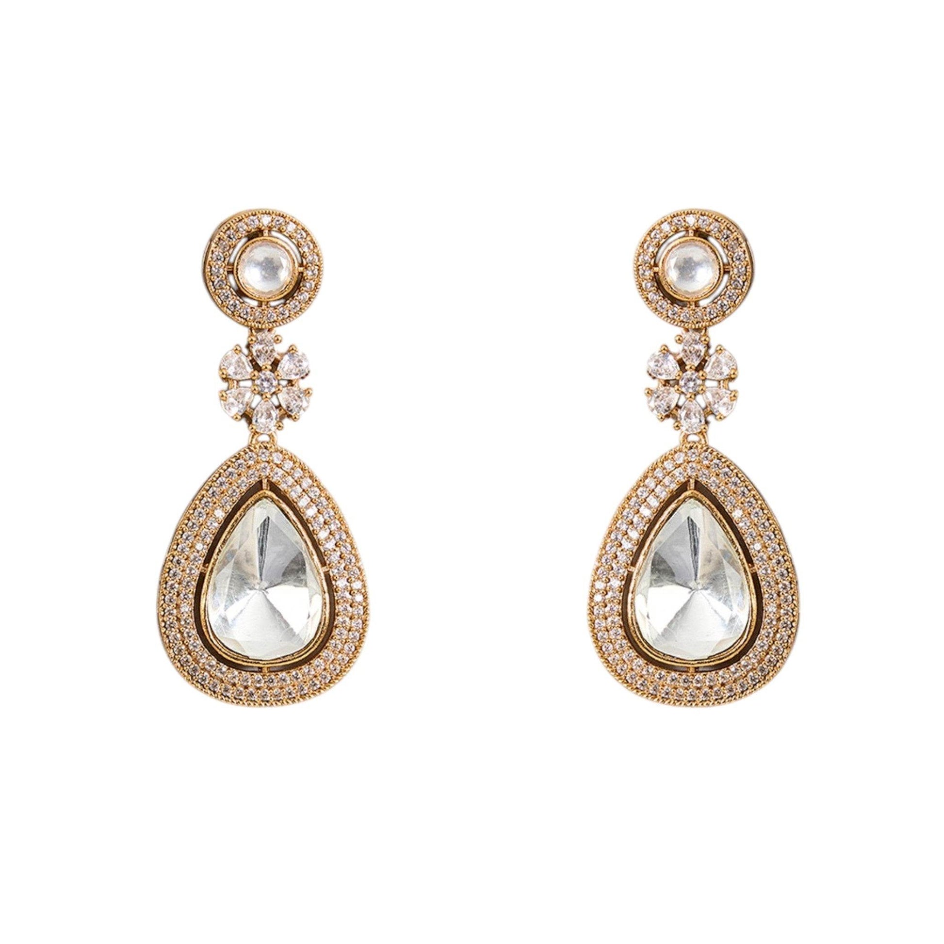 Classic White Kundan Choker Necklace Set with Earrings for Bridal & Wedding Wear - Auraa Trends