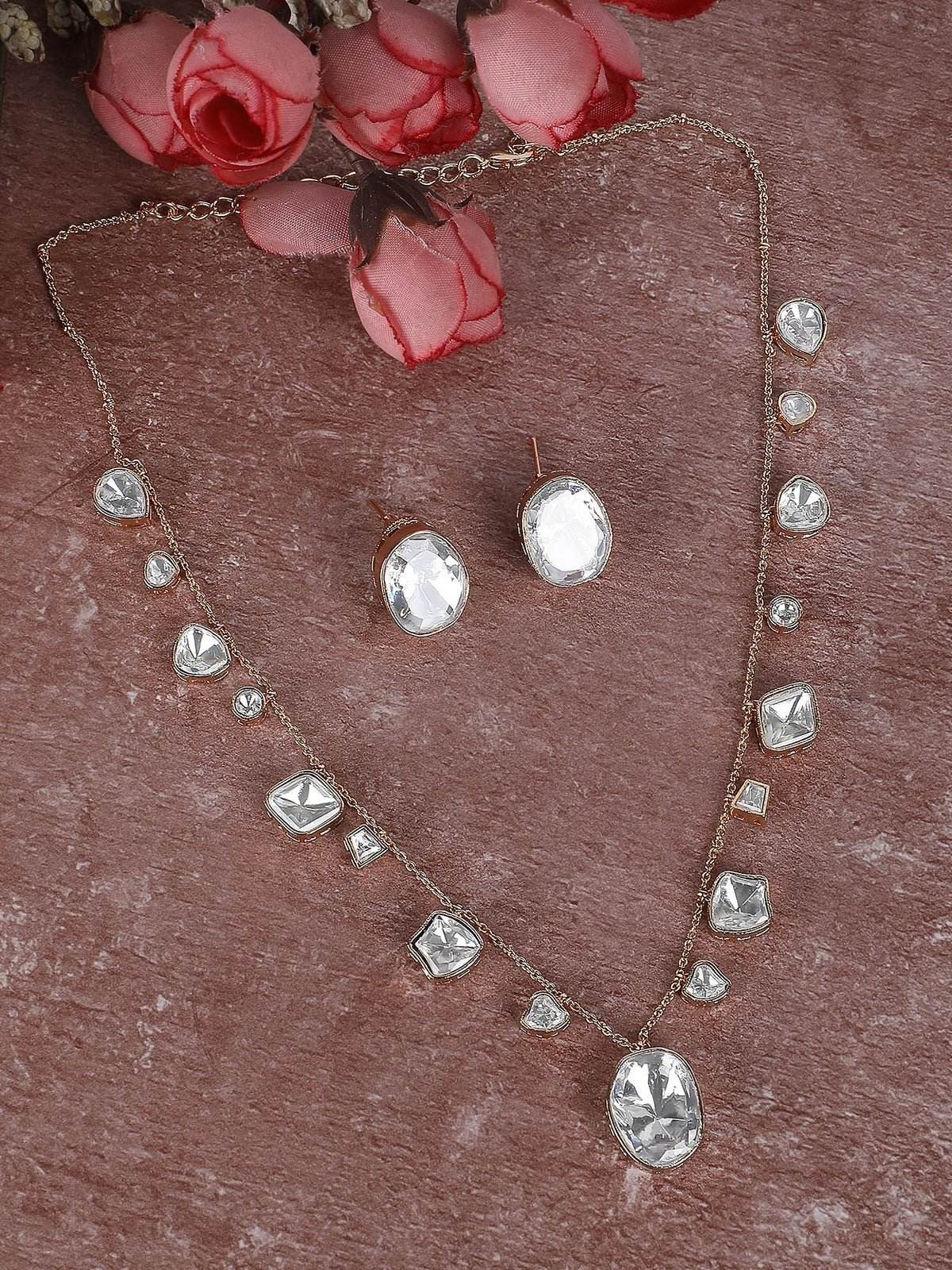 Contemporary-Shaped Necklace and Earrings - Auraa Trends