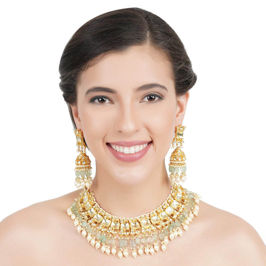 Crowned Kundan Necklace Set - Auraa Trends