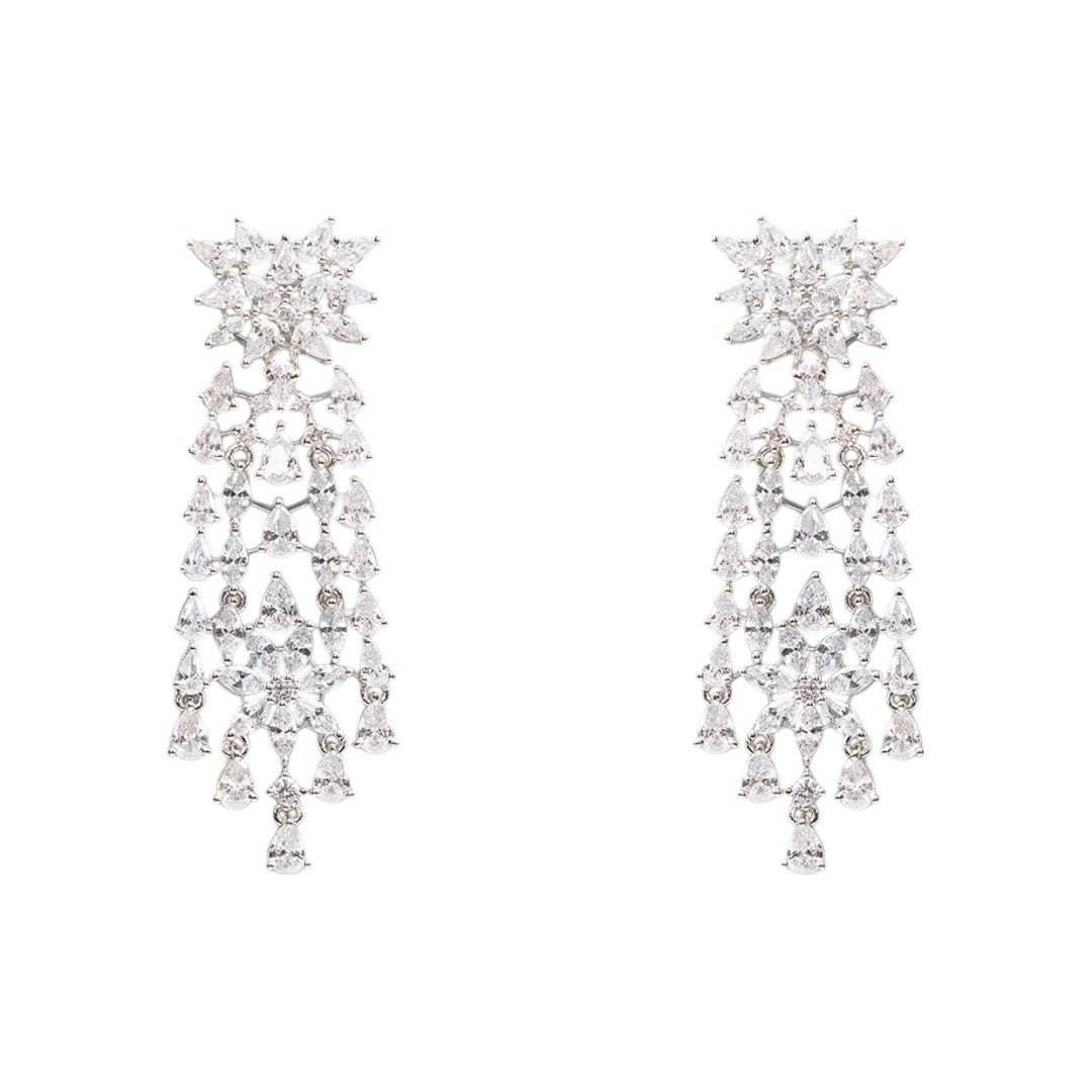 Crystal Cascade Necklace Set – Elegant Diamond-Look Jewelry for Special Occasions - Auraa Trends