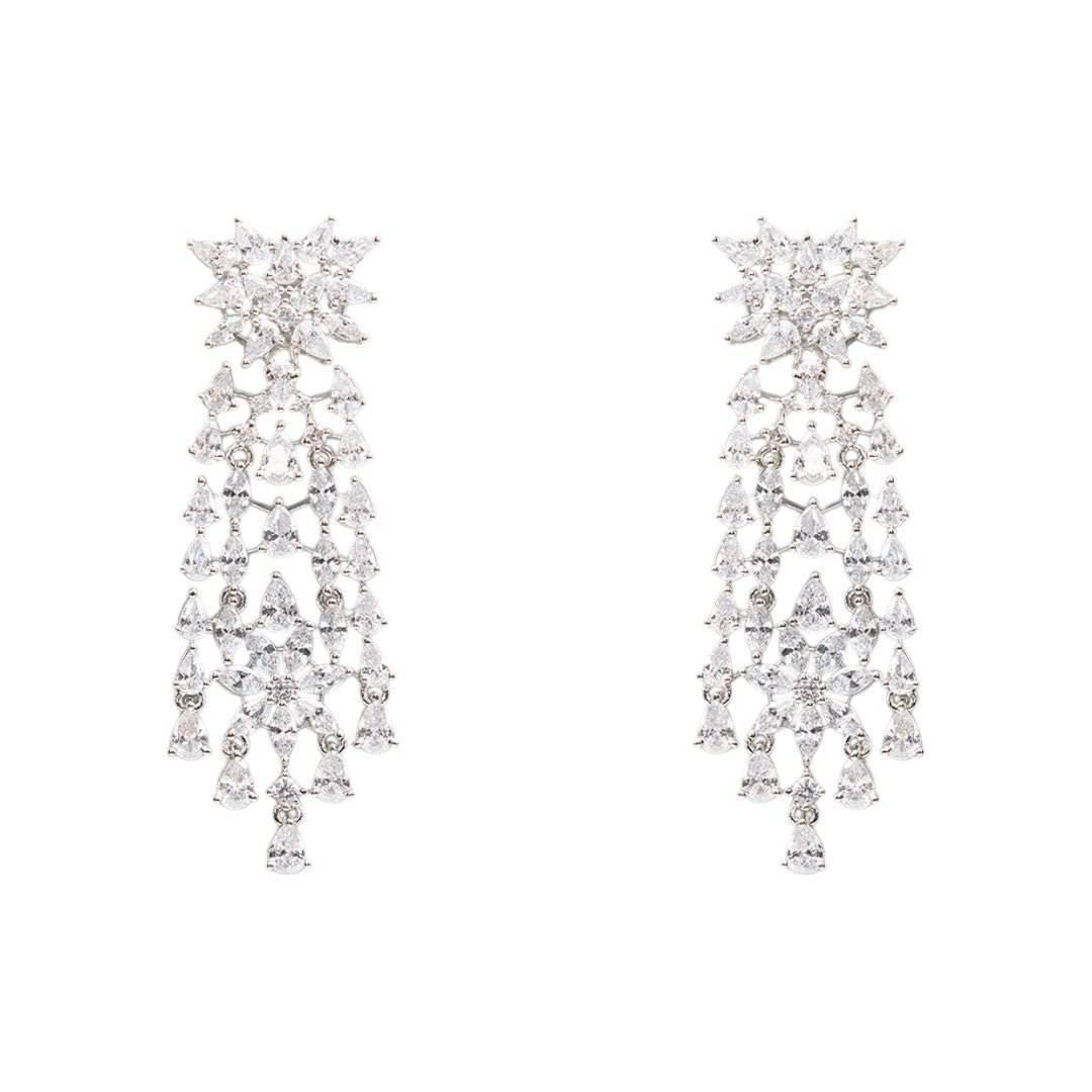 Crystal Cascade Necklace Set – Elegant Diamond-Look Jewelry for Special Occasions - Auraa Trends