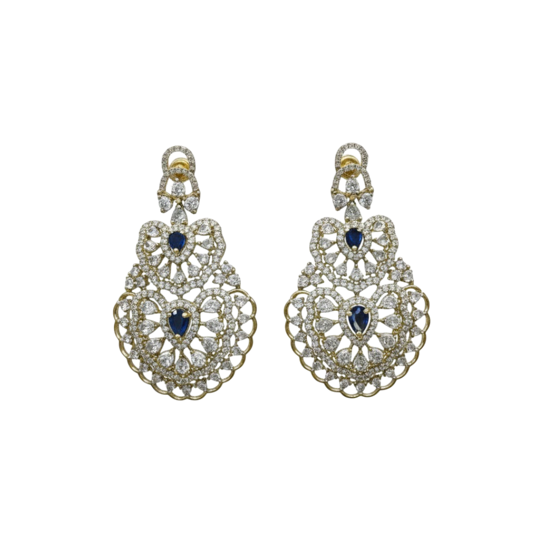 Royal Blue Stone Studded Bridal Necklace Set with Matching Earrings