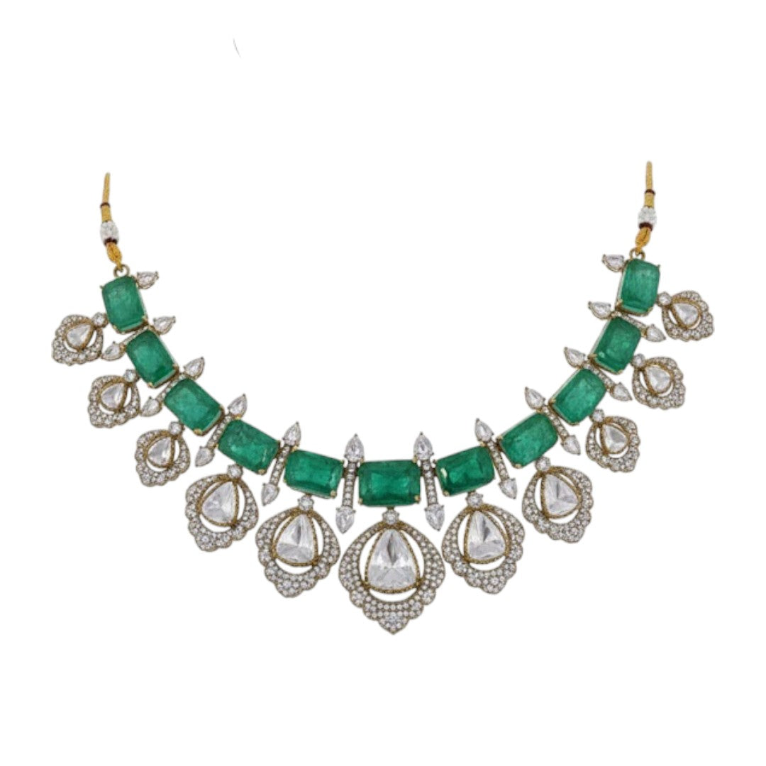 Traditional Green Kundan Choker Necklace Set with Matching Earrings – Bridal Ethnic Jewelry