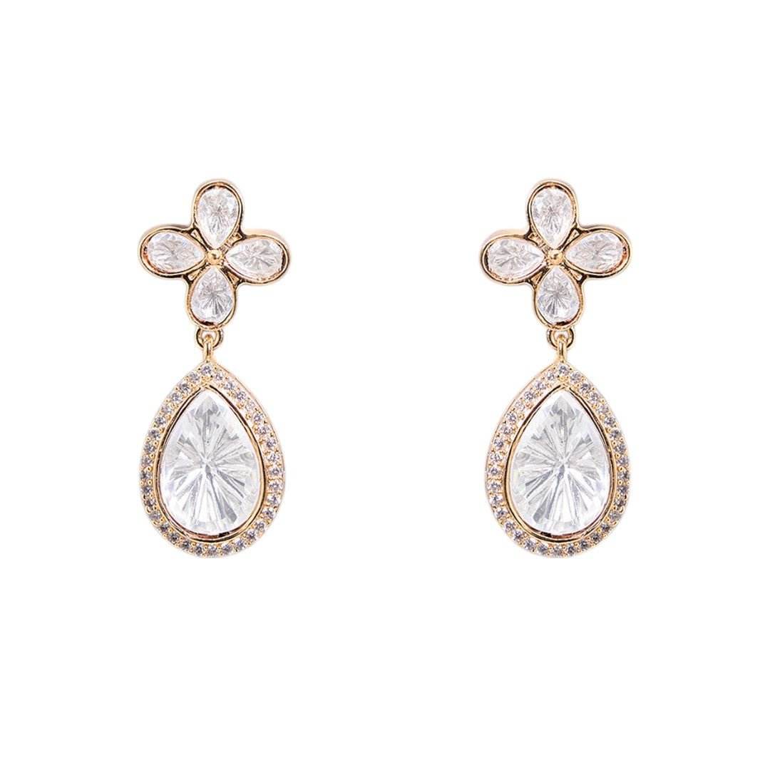 Dainty Diamond Pendant Necklace with Earrings to Match - Auraa Trends