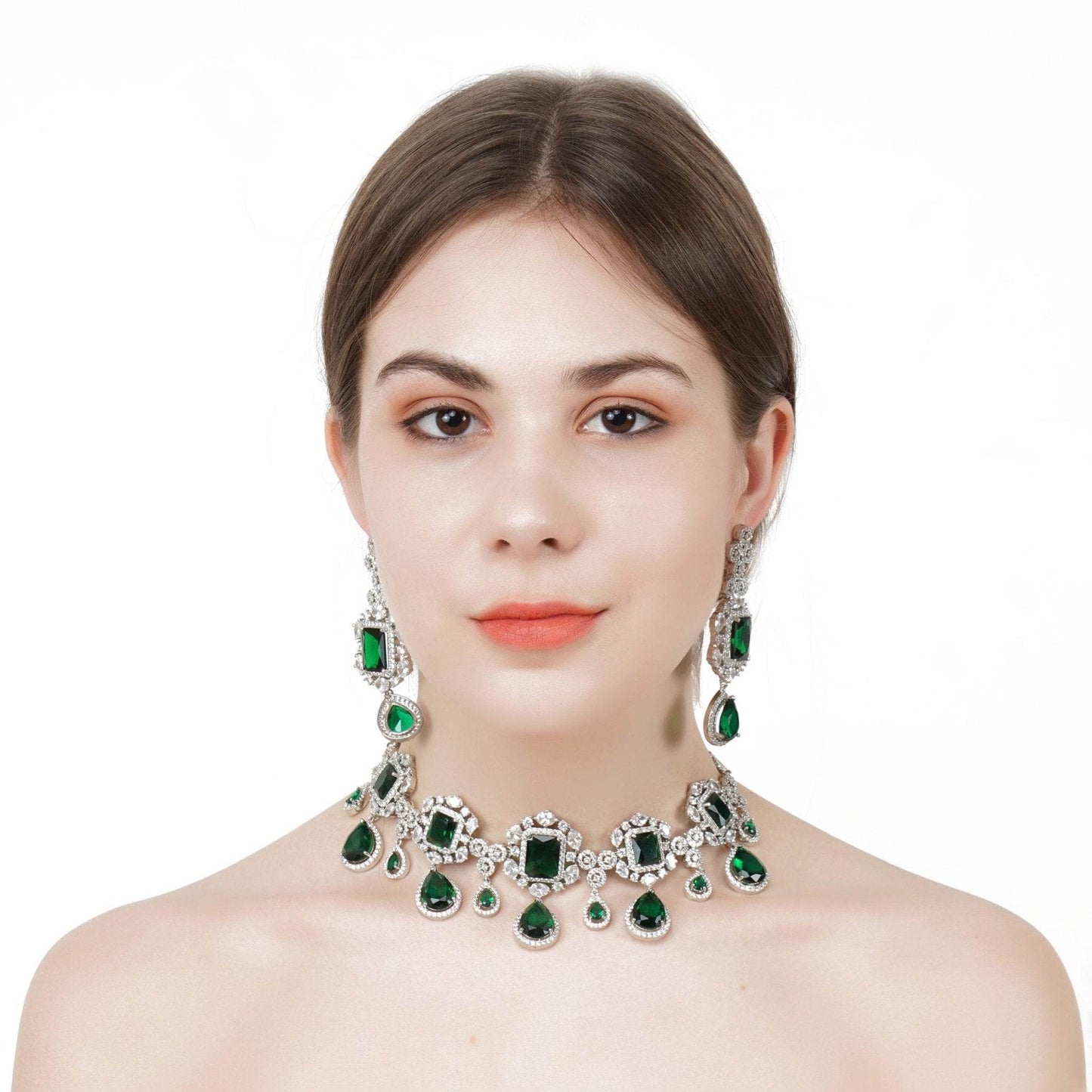 Dazzling Diamonte Necklace Set - Auraa Trends