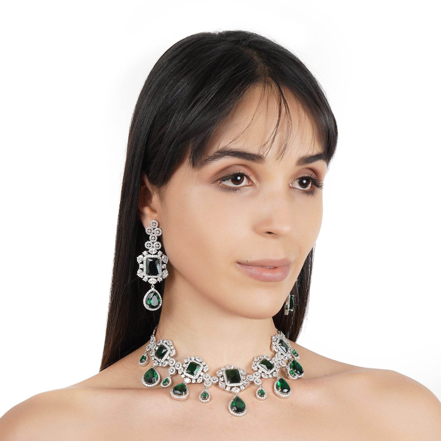 Dazzling Diamonte Necklace Set - Auraa Trends