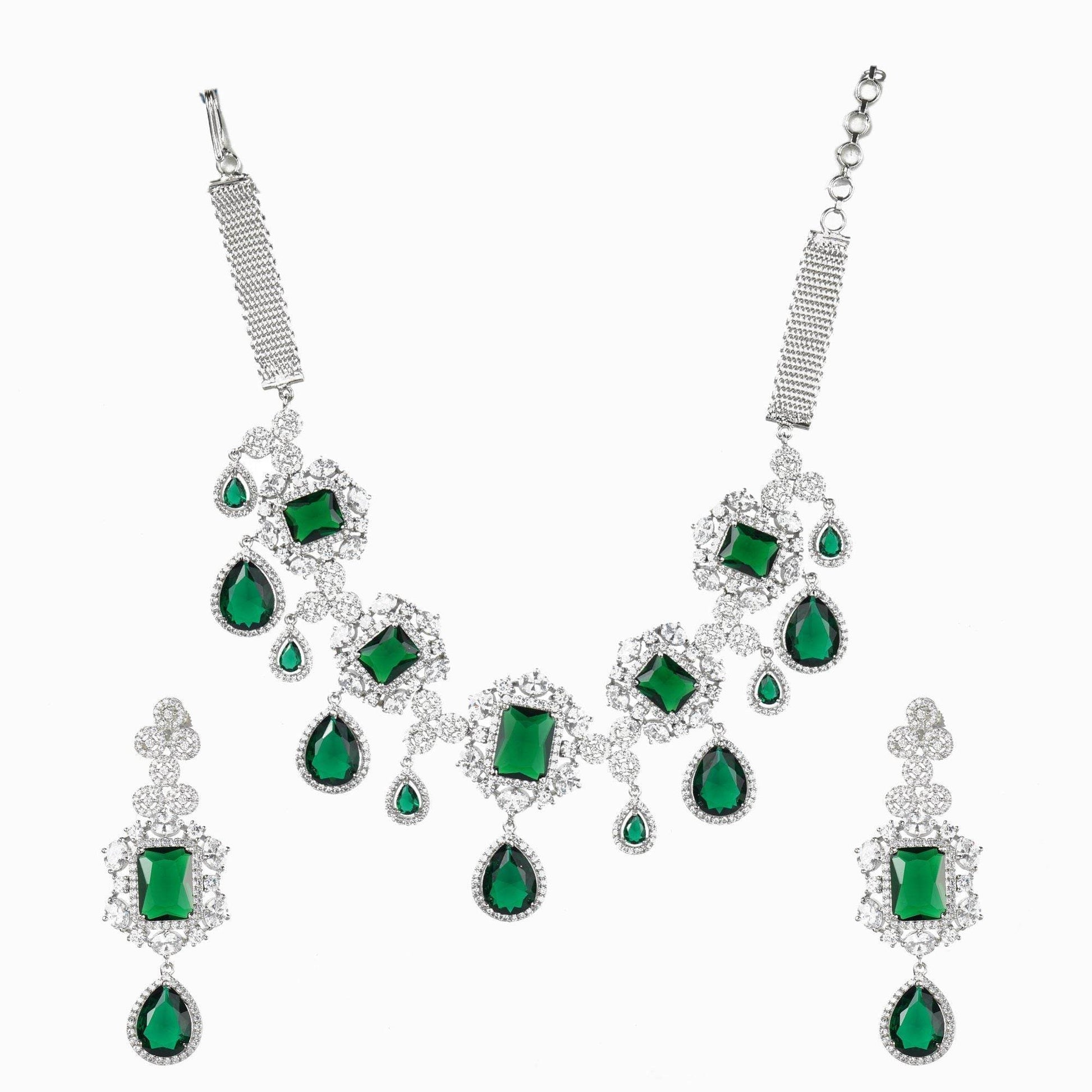 Dazzling Diamonte Necklace Set - Auraa Trends