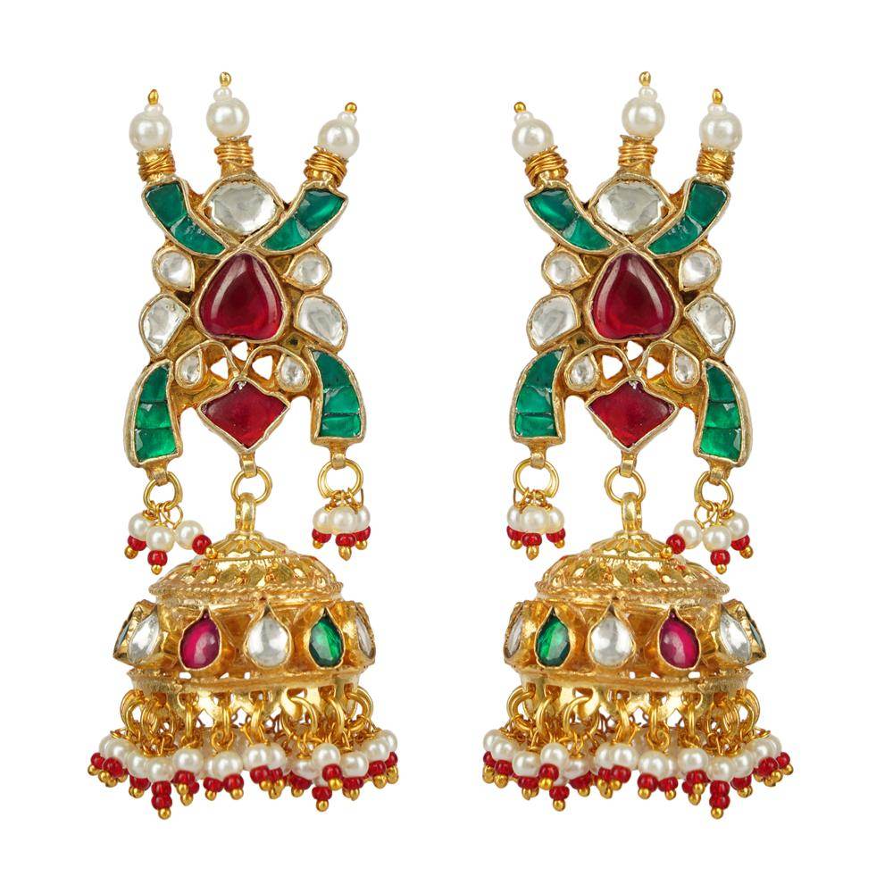 Dazzling Kundan Necklace Set 22KT Gold Plated - Auraa Trends